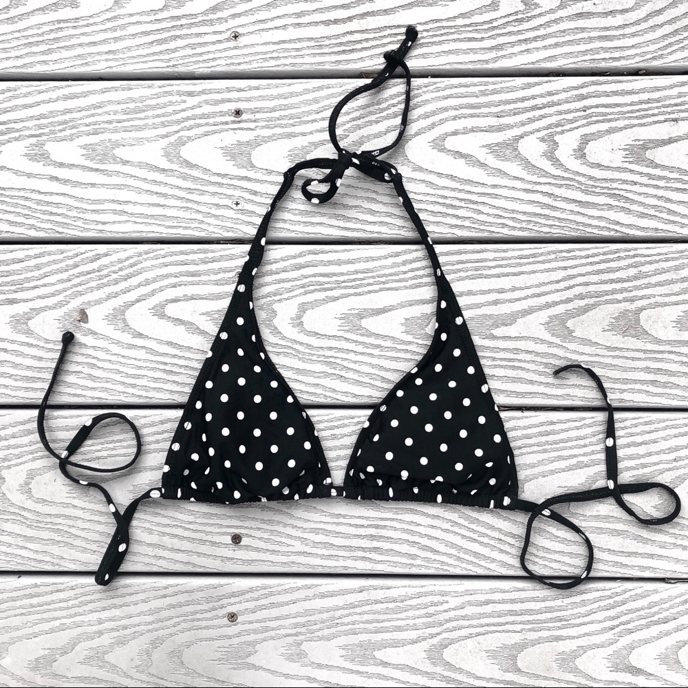 ASOS black & white polka dot halter bikini top S